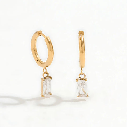 Basil - Chunky Crystal Charm Hoops - Pearlsey