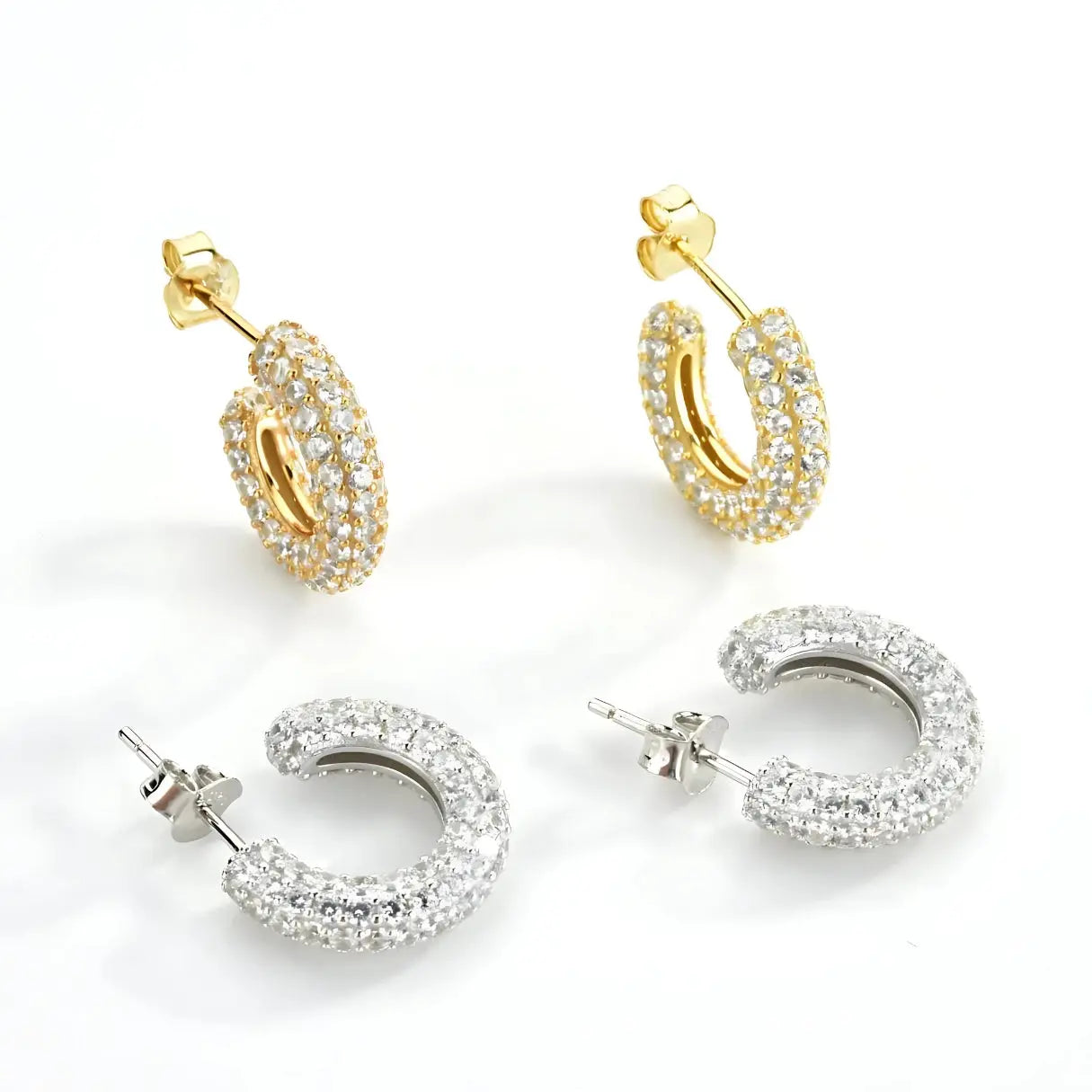 Chunky Pave Huggy Ohrring "Hauser" - Pearlsey