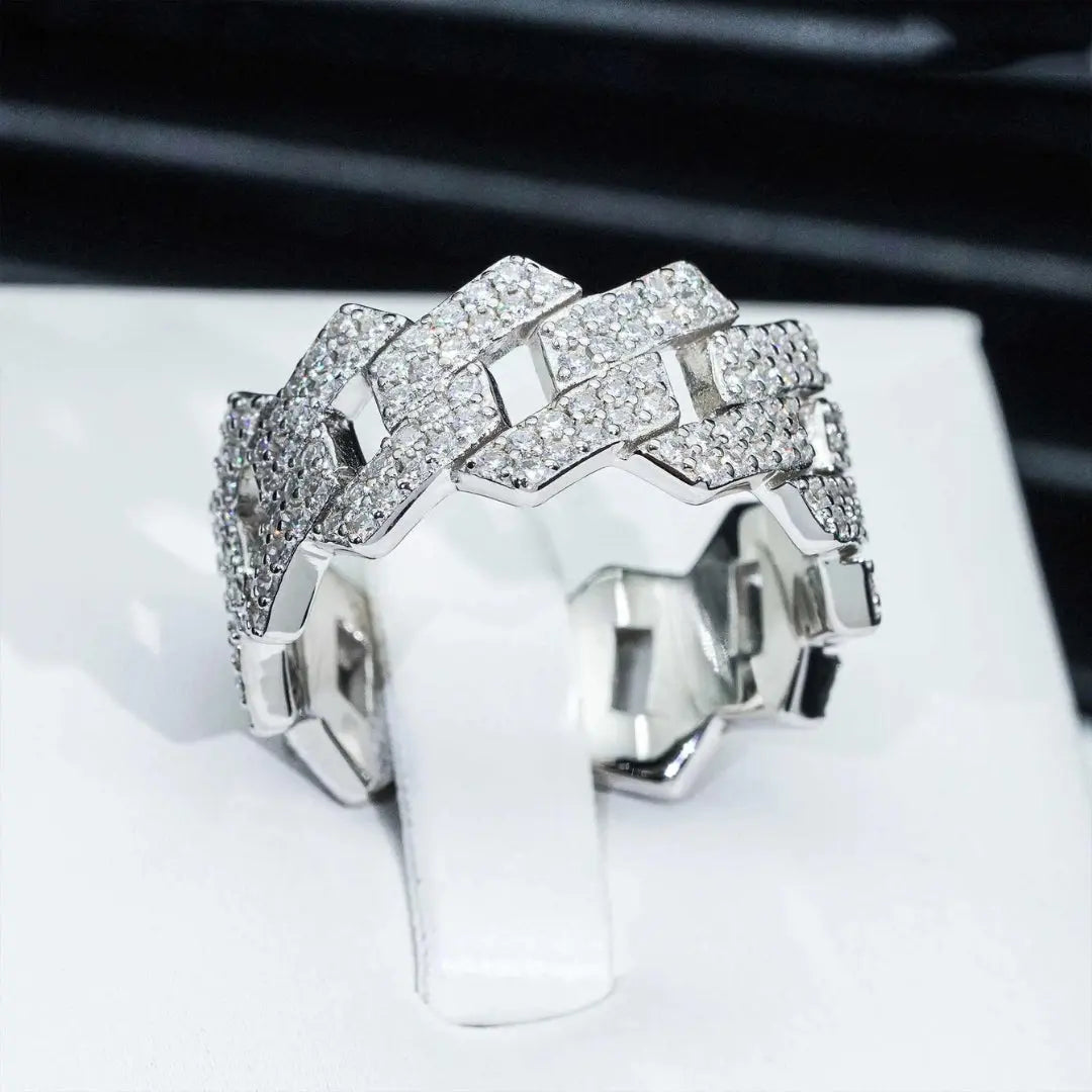 Cuban Link Moissanit Ring " Miami Billionaire" - Pearlsey