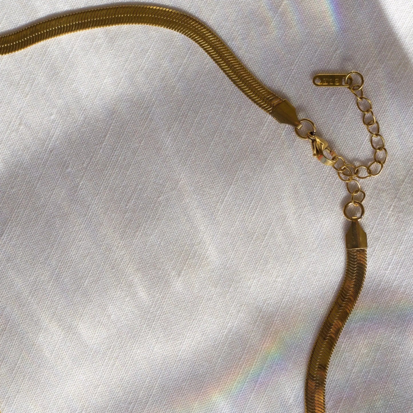 Golden Flat Chain Choker 5mm "Serpente"-18k - Pearlsey