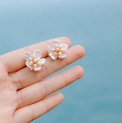 Keshi & Seed Pearl Flower Ohrringe - Pearlsey