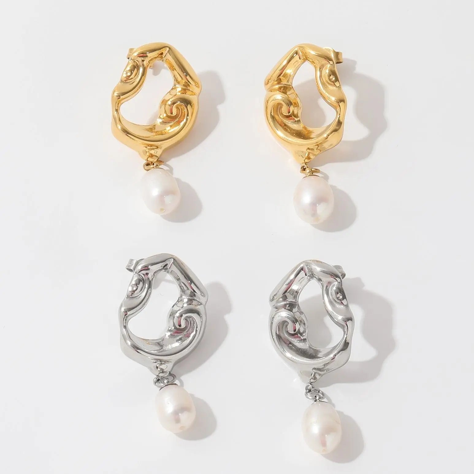 Twisted Gold Hoops "Jove" mit Perle - Pearlsey