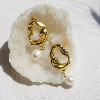 Twisted Gold Hoops "Jove" mit Perle - Pearlsey